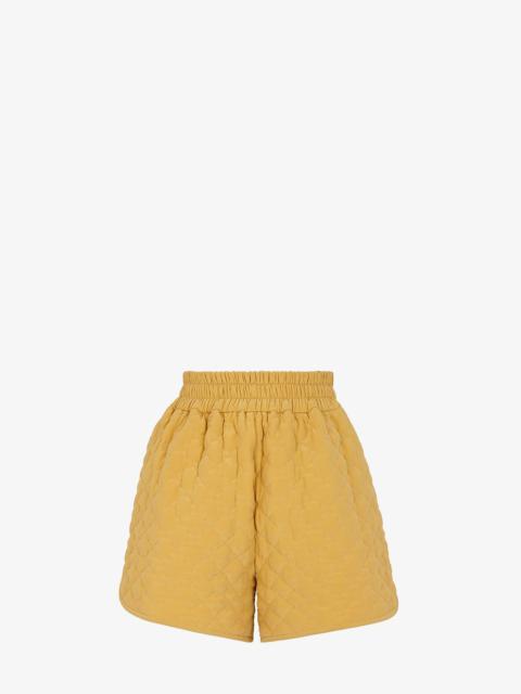 FENDI Yellow quilted crêpe de chine shorts