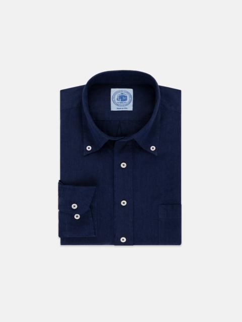J. PRESS SOLID NAVY LINEN SPORT SHIRT - CLASSIC FIT