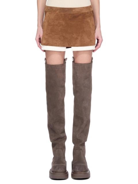 Rick Owens Fog layered suede mini skirt Light brown
