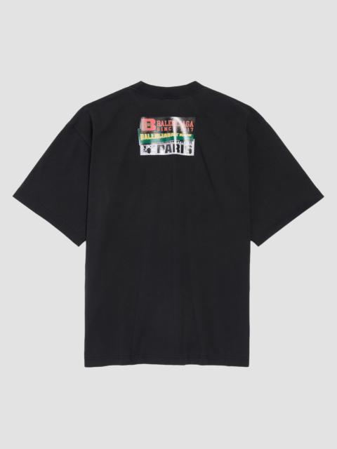 BALENCIAGA Men's Bumper Stickers Medium Fit T-Shirt - Black