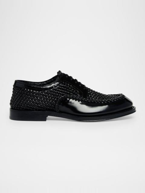 Dolce & Gabbana Men's Calfskin Woven Derby Shoes