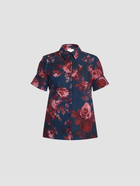 Erdem FLORAL COTTON POPLIN SHORT SLEEVE SHIRT