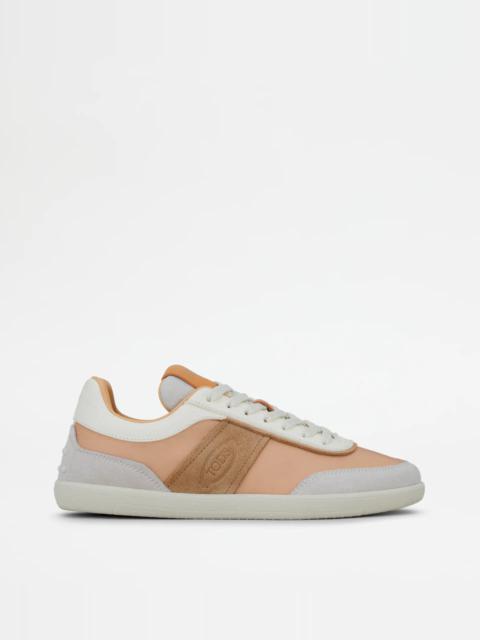 TOD'S TABS SNEAKERS IN SUEDE AND HIGH-TECH FABRIC - BEIGE, WHITE