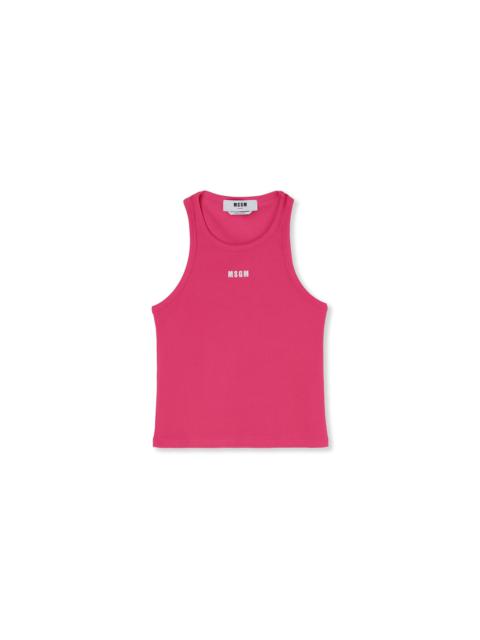 MSGM Ribbed jersey tank top with embroidered logo