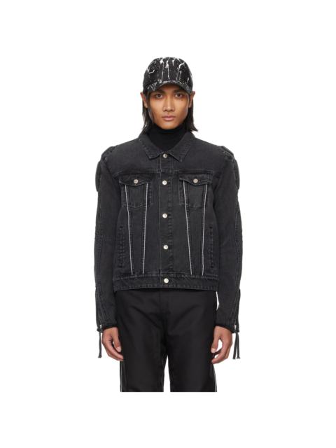 Kanghyuk Black Lock Stitched Denim Jacket