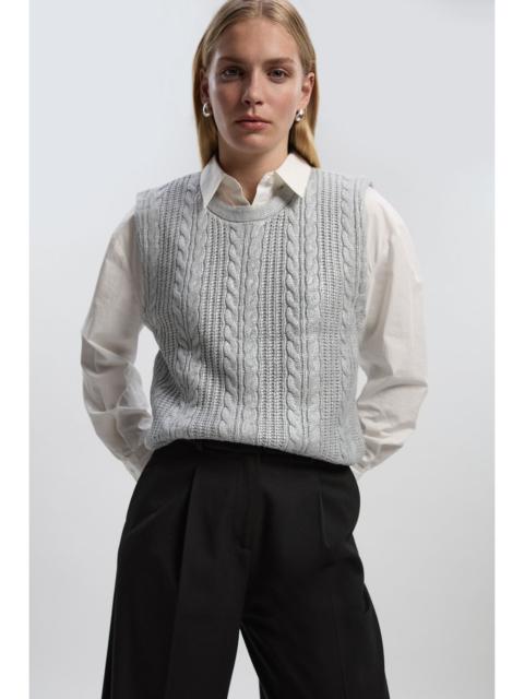 KAREN MILLEN Foil Cable Knit Tank Top