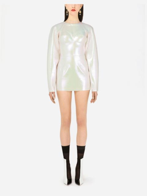 Holographic-effect technical jersey minidress