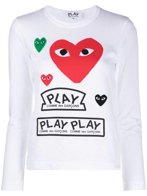 Comme des Garçons PLAY long-sleeved multi-logo T-shirt