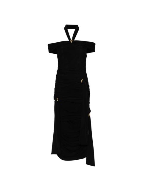 ruched draped maxi dress