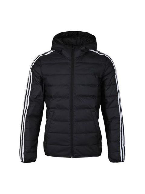 adidas neo Windproof Stay Warm Casual hooded Zipper Down Jacket Black GJ8784