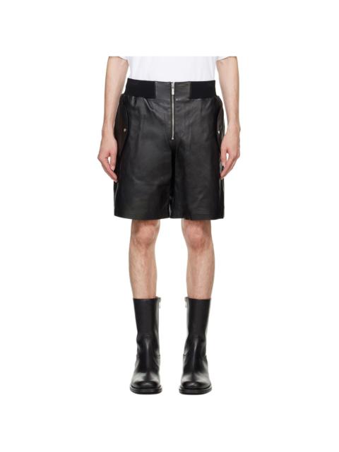 Helmut Lang Black Zip Bomber Leather Shorts