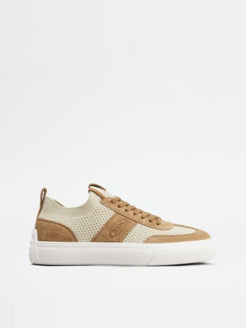 Tod's TOD'S SNEAKERS IN FABRIC AND SUEDE - BROWN
