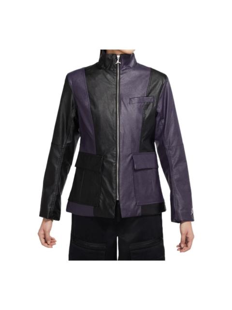 Jordan (WMNS) 공기 요르단 접합 다수 주머니 지퍼 긴 소매 재킷 검정 자주색 DJ2717-010