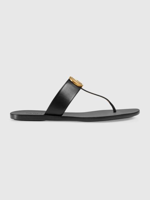 Leather thong sandal with Double G