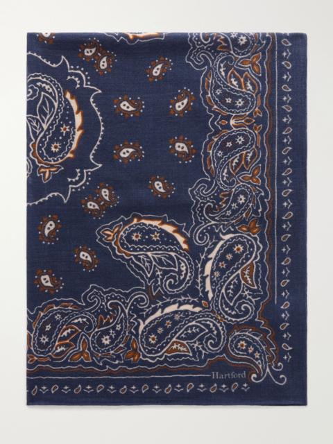 Hartford Printed Wool Scarf Navy