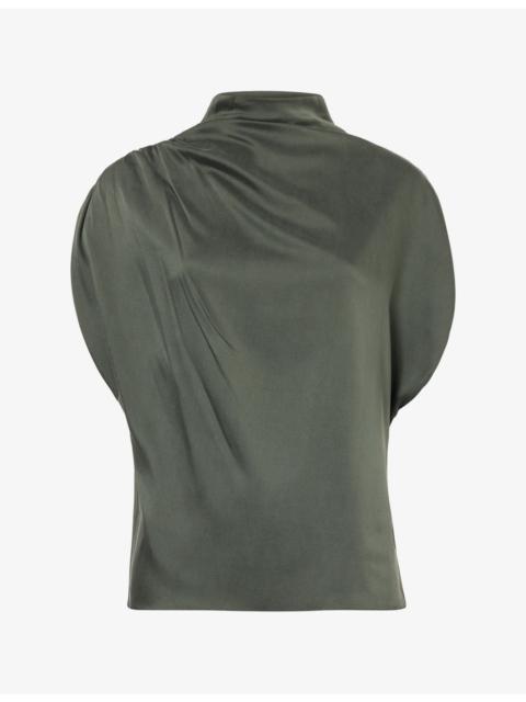 TWP Wish You Would Draped Silk Charmeuse Top