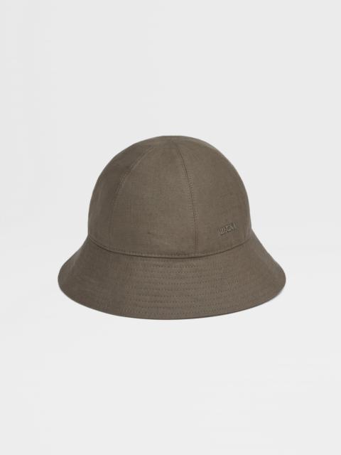 ZEGNA LIGHT BROWN OASI LINO BUCKET HAT