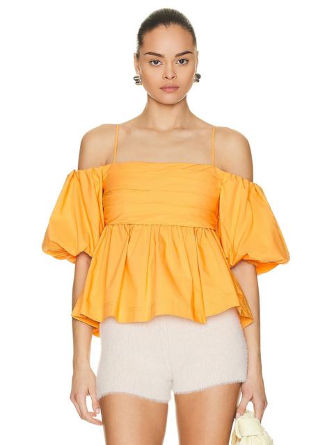 SIMKHAI Tala Cotton Poplin Puff Sleeve Top