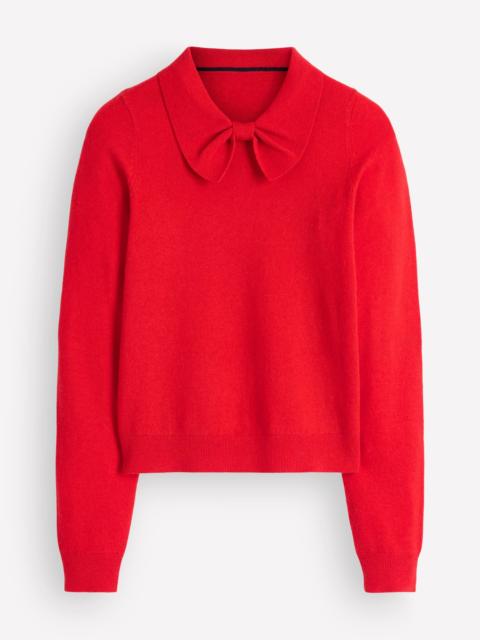 BODEN Bow Neck Knitted Sweater-Poppy Red