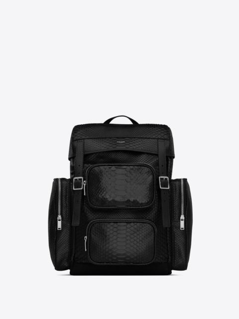 SAINT LAURENT city multi-pocket backpack in python-embossed leather