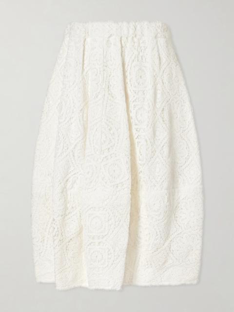 Comme Des Garçons Pleated Crocheted Cotton Midi Skirt
