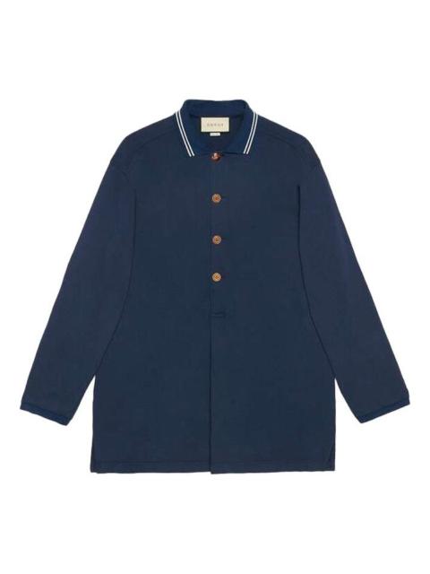 GUCCI Men's Gucci SS21 Long Sleeves Autumn Blue Polo Shirt 573268-XJA6J-4345