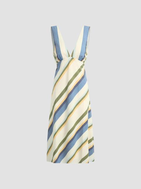 Joe's Jeans Women's Joni Striped Cotton-Blend A-Line Midi-Dress - Azure Variegated