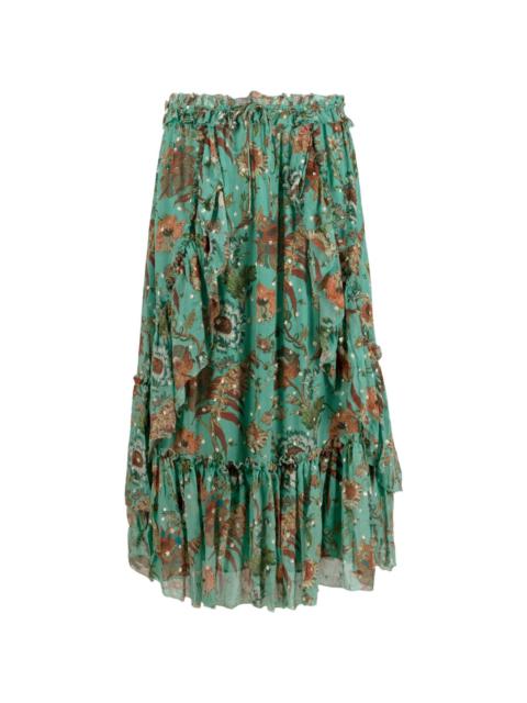 Justine floral-print midi skirt