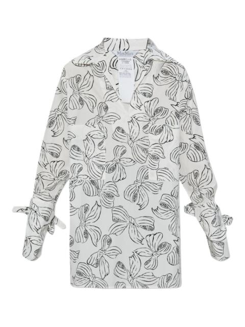 Max Mara bow-print tied-cuff shirt