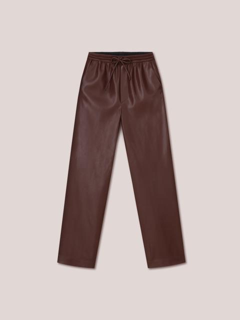 CALIE - OKOBOR™ alt-leather elasticated waist pants - Plum chutney