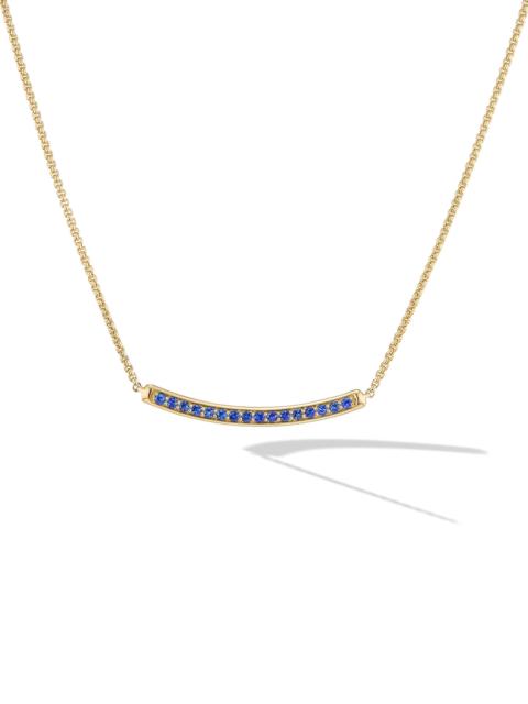 DAVID YURMAN Women's Petite Pavé Bar Necklace in 18K Yellow Gold - Blue Sapphire