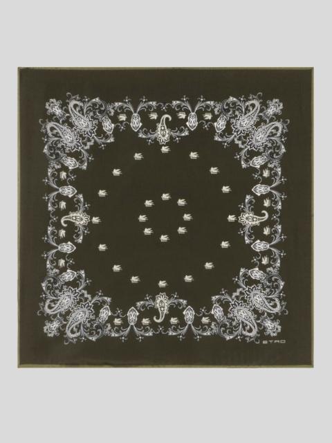 Etro SILK SCARF WITH PLACED FLORAL PAISLEY PRINT