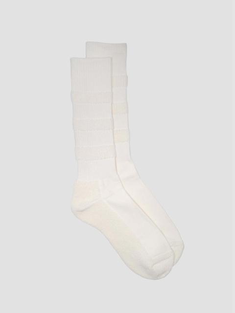Nigel Cabourn Kinari Tokyo Cotton Face Pile Crew Sock in Off White