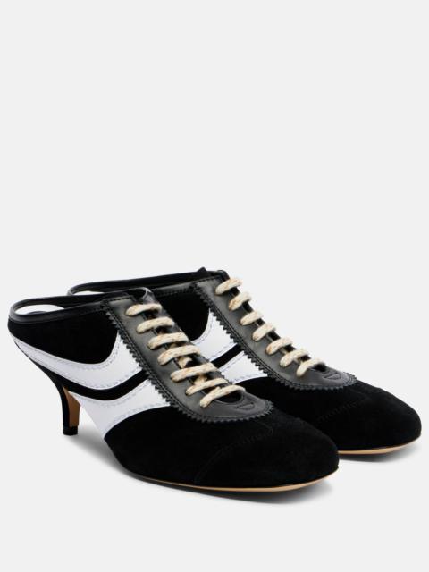 Dries Van Noten 65 leather-trimmed suede mules