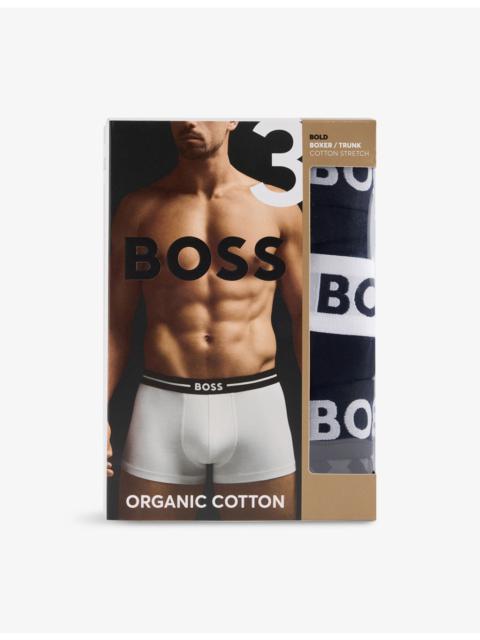 BOSS Bold Logo-Waistband Stretch-Woven Trunks