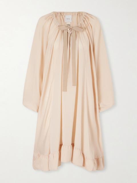 PATOU Bow-detailed Striped Lyocell And Silk-blend Mini Dress