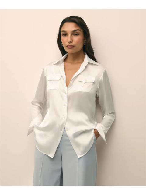 Brooks Brothers Relaxed Utility Blouse in Washable Silk