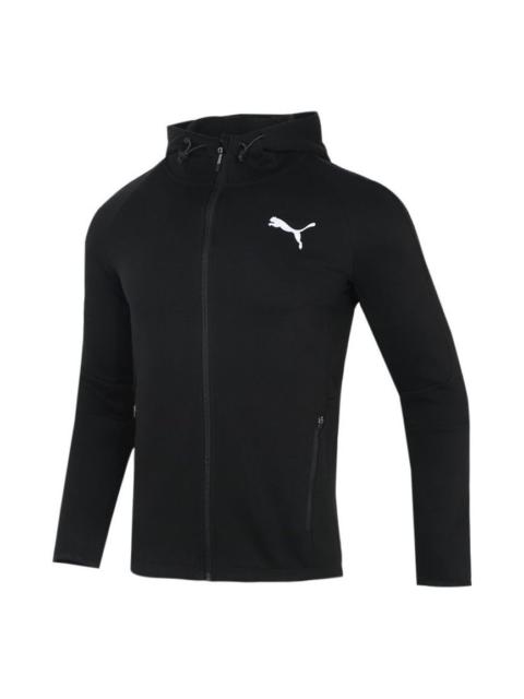 PUMA PUMA Running Sports Training Knit hooded Logo Jacket Black 846341-01