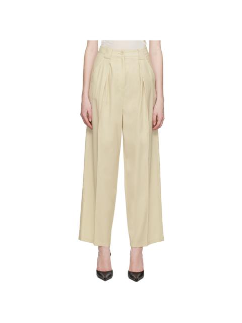 LVIR Beige Tuck Trousers