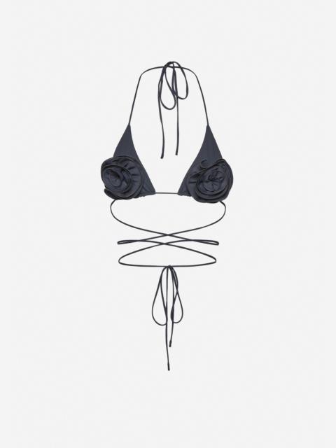 MAGDA BUTRYM Floral strappy triangle bikini top in grey