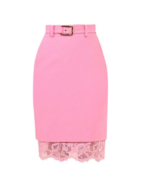 ROWEN ROSE lace-trim belted skirt