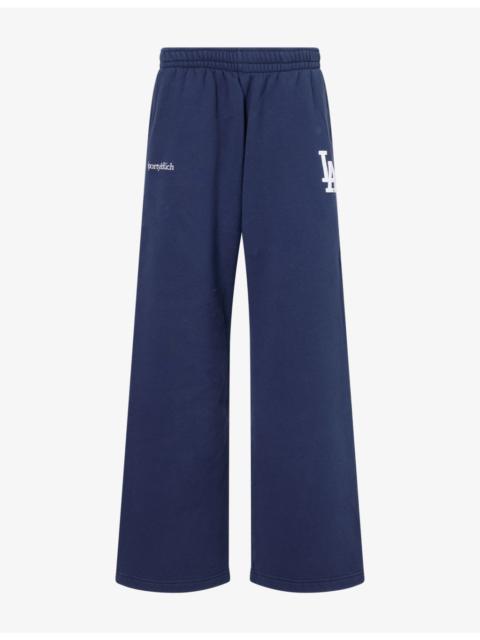 Sporty & Rich LA Serif Wide-Leg Cotton Jogging Bottoms