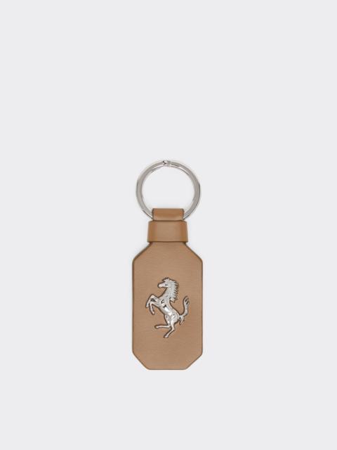 Ferrari Leather Keyring with Prancing Horse