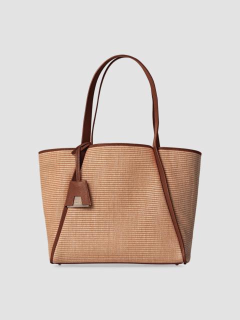 AKRIS Women's Medium Alex Leather-Trimmed Raffia Tote - Camel Cara