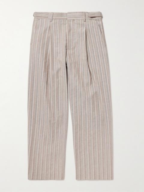 NN07 Kay 10058 Wide-Leg Pleated Herringbone Organic Cotton-Blend Suit Trousers