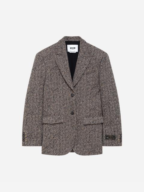 MSGM Single-breasted wool jacket with salt-and-pepper pattern