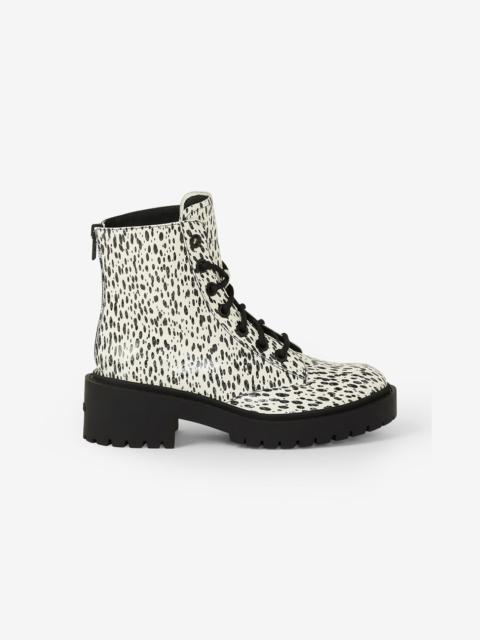 KENZO Lace-up Pike 'Leopard' leather ankle boots