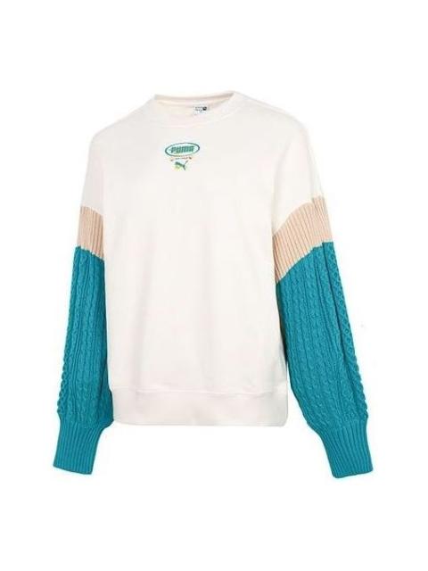 PUMA (WMNS) PUMA Colorblock Sweatshirt 'White' 537968-65