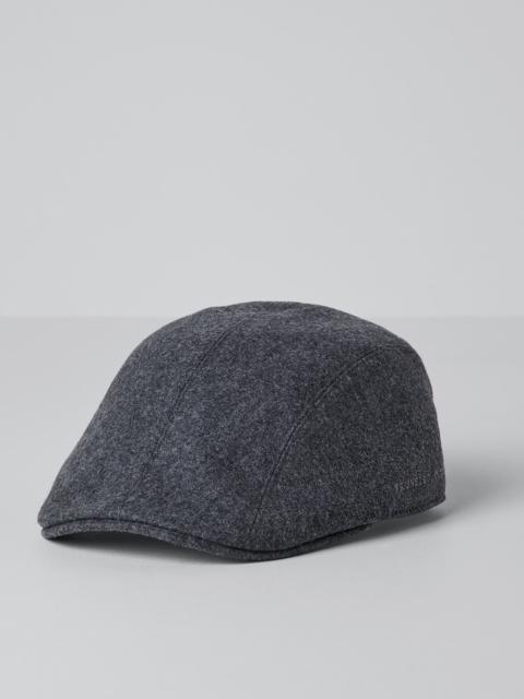 Brunello Cucinelli Virgin wool flannel flat cap with embroidered logo