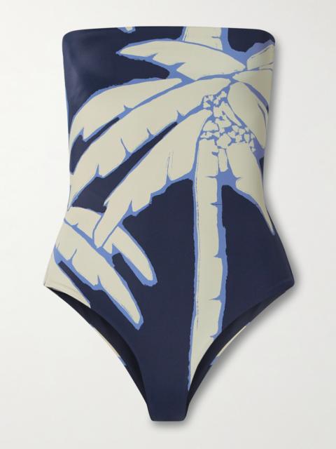Johanna Ortiz Alta Mar Strapless Printed Swimsuit